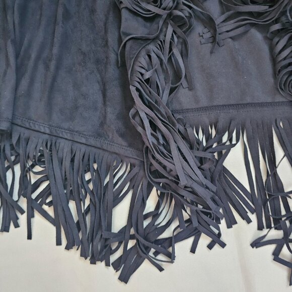 DG2 By Diane Gilman Women's Black Fringed Trim Open Front Cardigan Size XL NWT - Picture 6 of 13